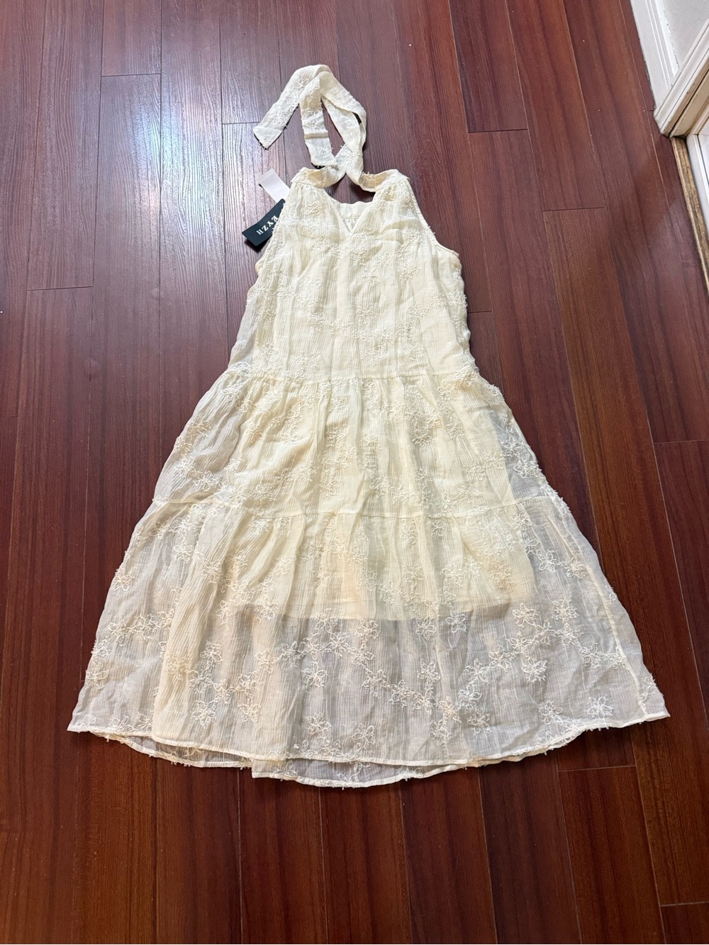 Ivory Lace Halter Maxi Dress